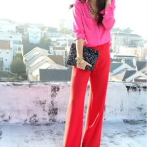 These flared silk pants are perfect for a summer party. 