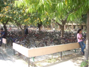 Student's bikes parked at the Indian Institute of Technology in Delhi