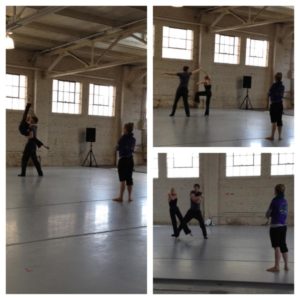 Dancer's rehearse Sarah Tallman's piece for 2013 Industrial Project