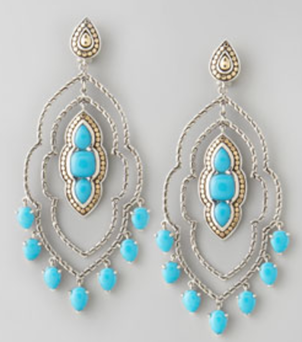 John Hard, Batu Dot Morocco Chandelier Earrings, Turquoise (Courtesy of Nieman Marcus)