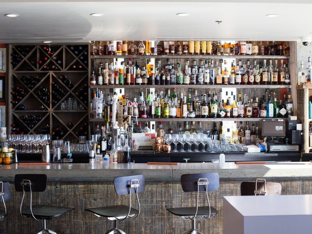 The bar at Central Bistro. Photography by Camille Breslin. 