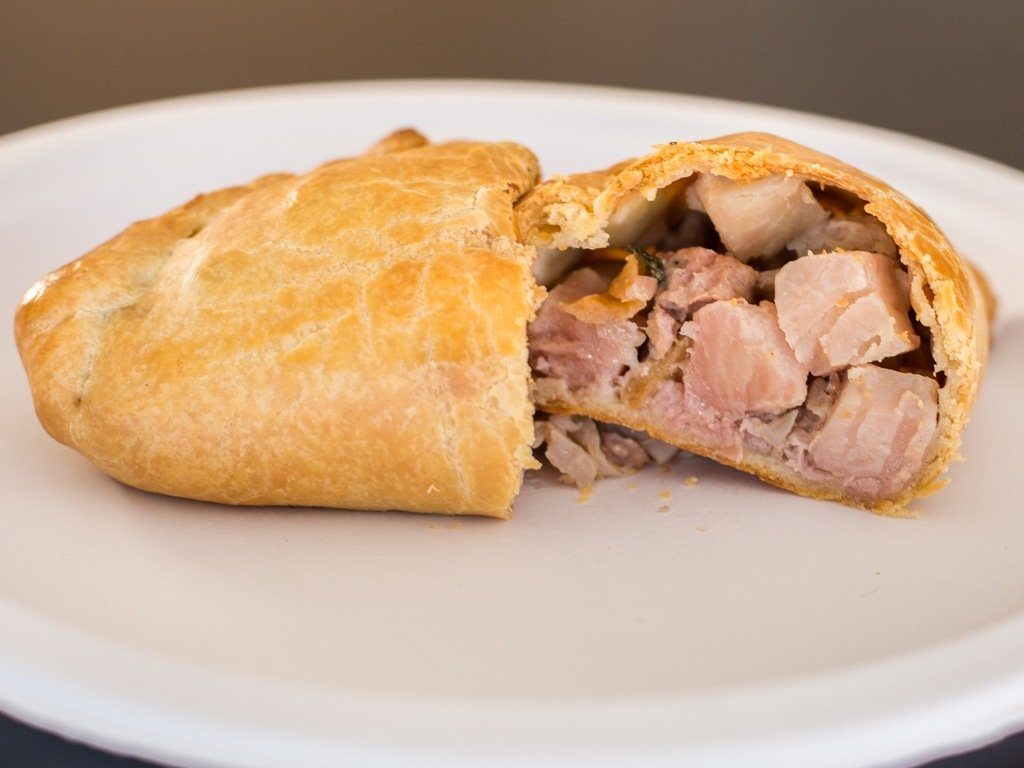 "The Miner," a traditional Cornish pasty with steak, potato, rutabaga, and onion at The Pasty Republic. Photo by Camille Breslin.