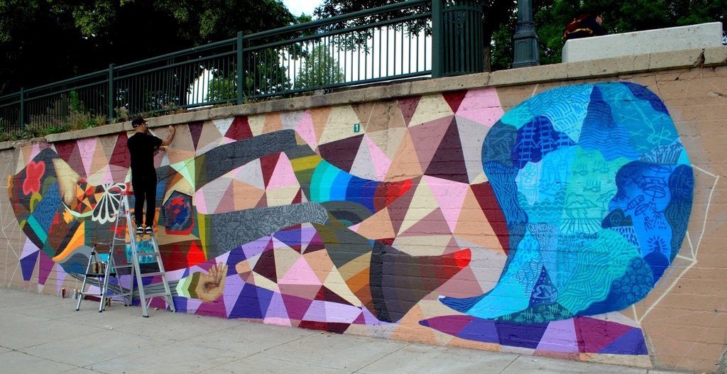 Jaime Molina and Pedro Barrios mural on the Cherry Creek Bike Path.