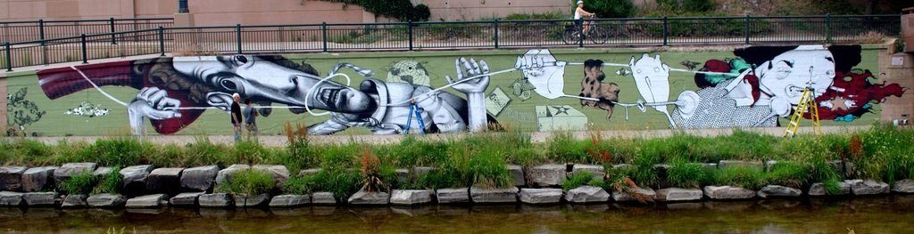 Alex Hornest and Claudio Ethos mural on the Cherry Creek Bike Path.