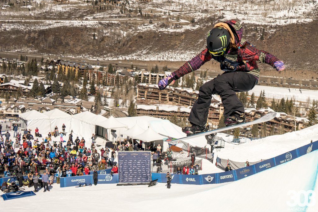 Snowboarder at the US Open, photo by Roman Tafoya.