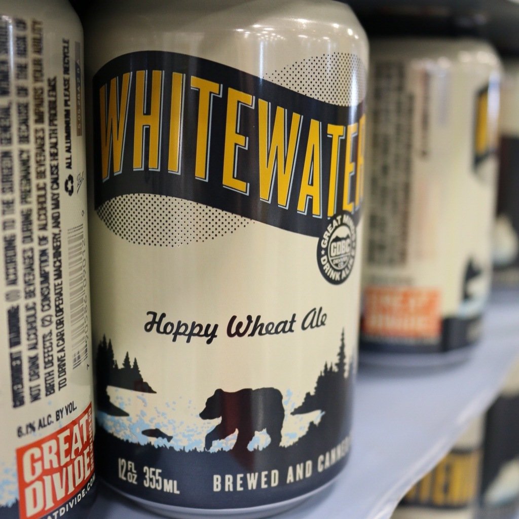 Great Divide's canned beer, Whitewater. Photo courtesy of Great Divide.
