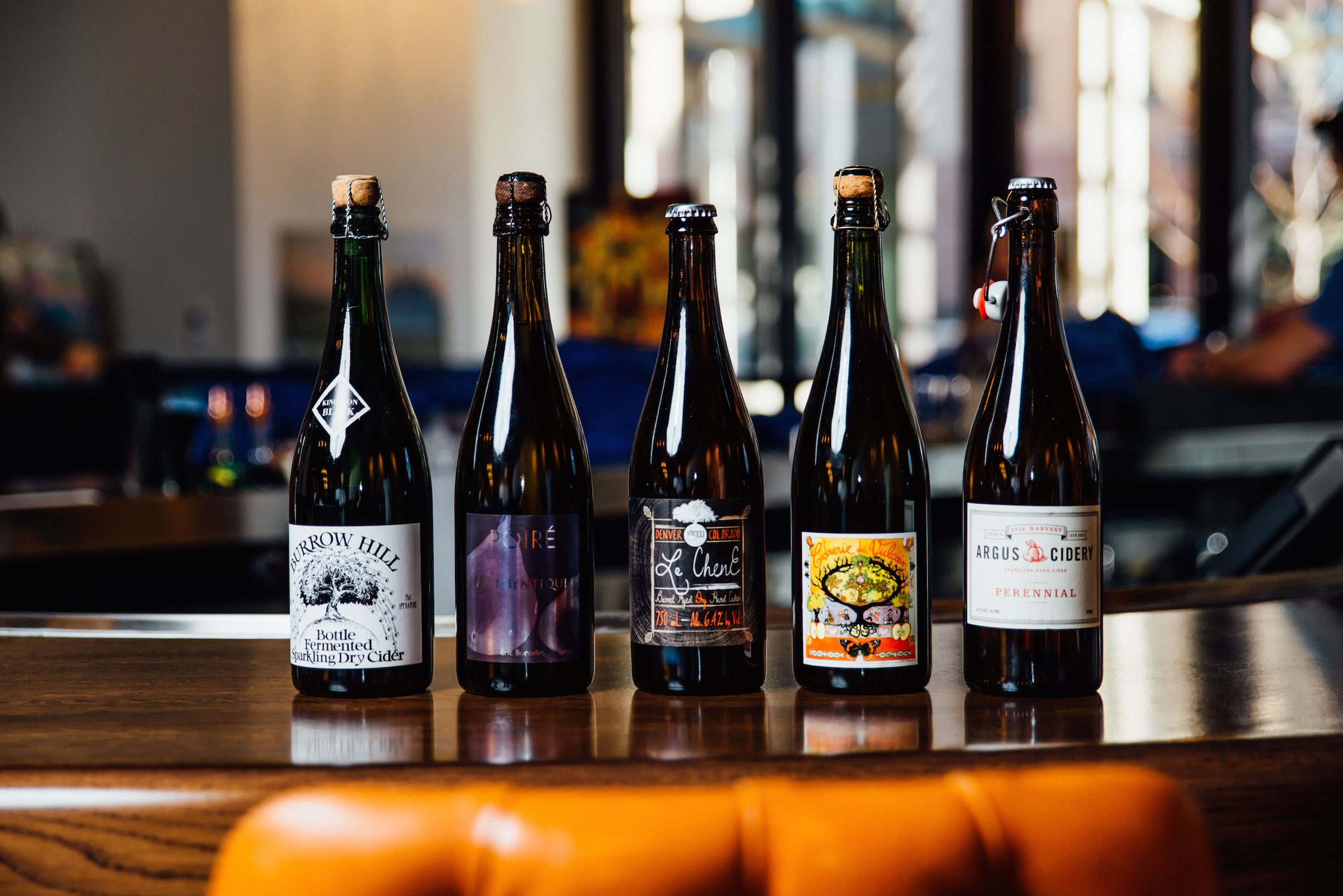 Some of the ciders available at Arcana. Photo by Noah Berg.