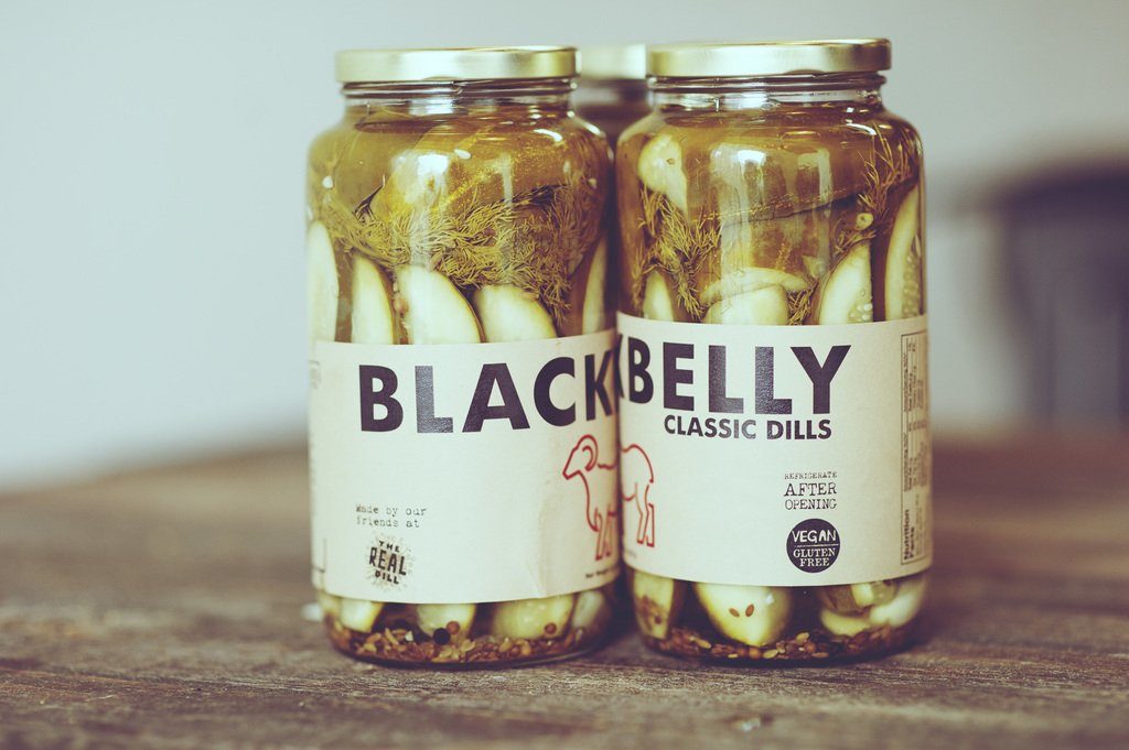 Blackbelly's pickles by the Real Dill. 