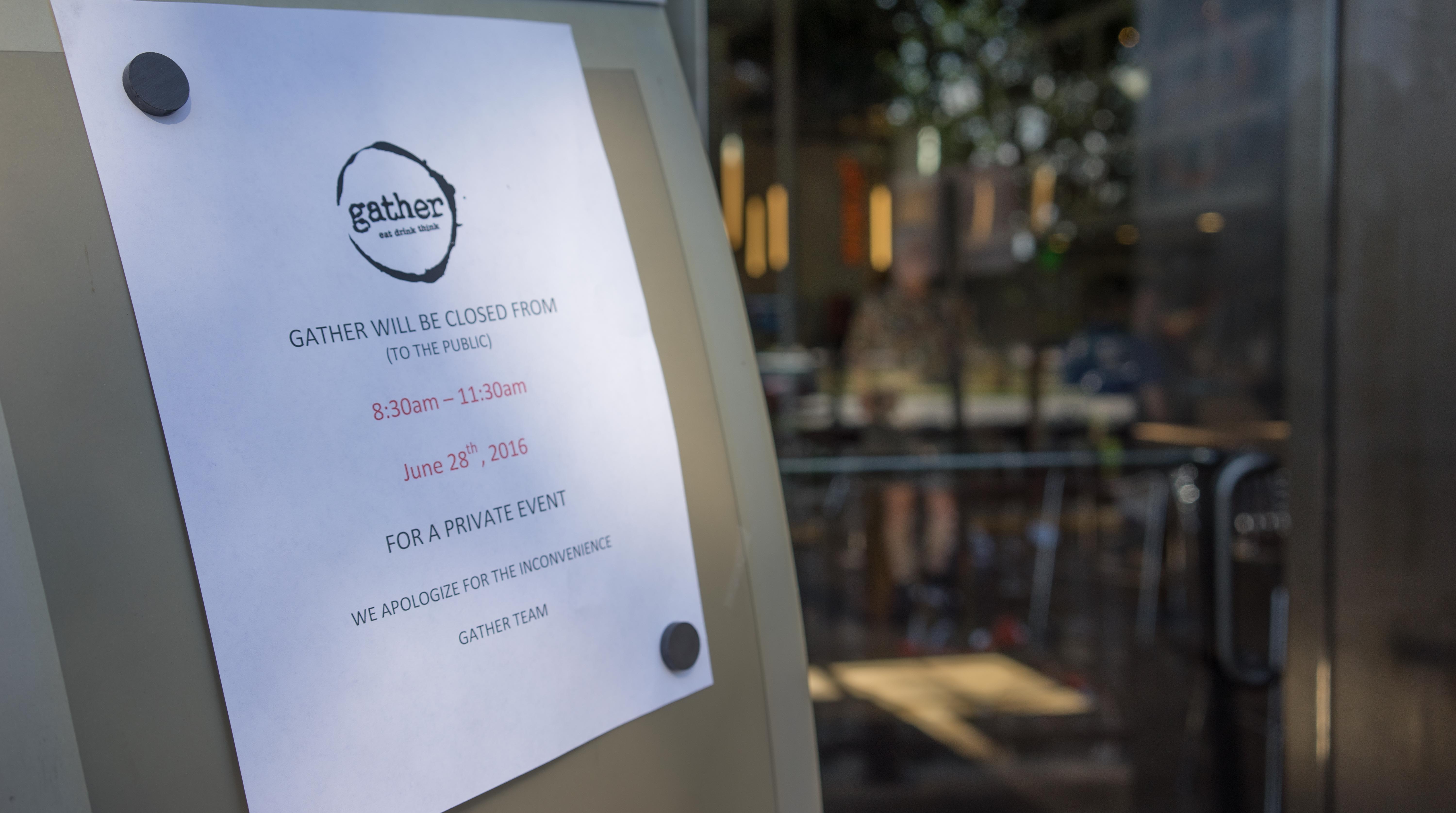 Closure notice posted for the Galvanize cafe, Gather.