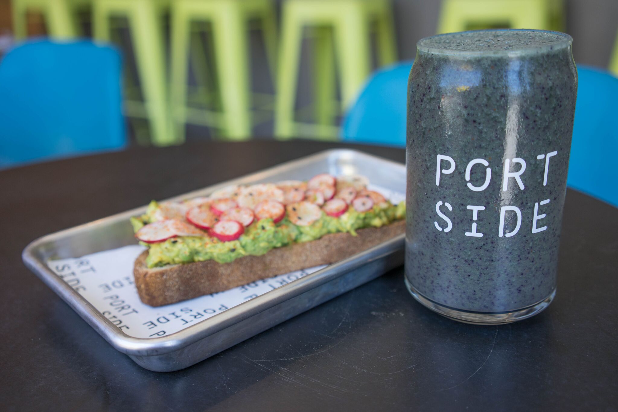Avocado toast and smoothie at Port Side. 