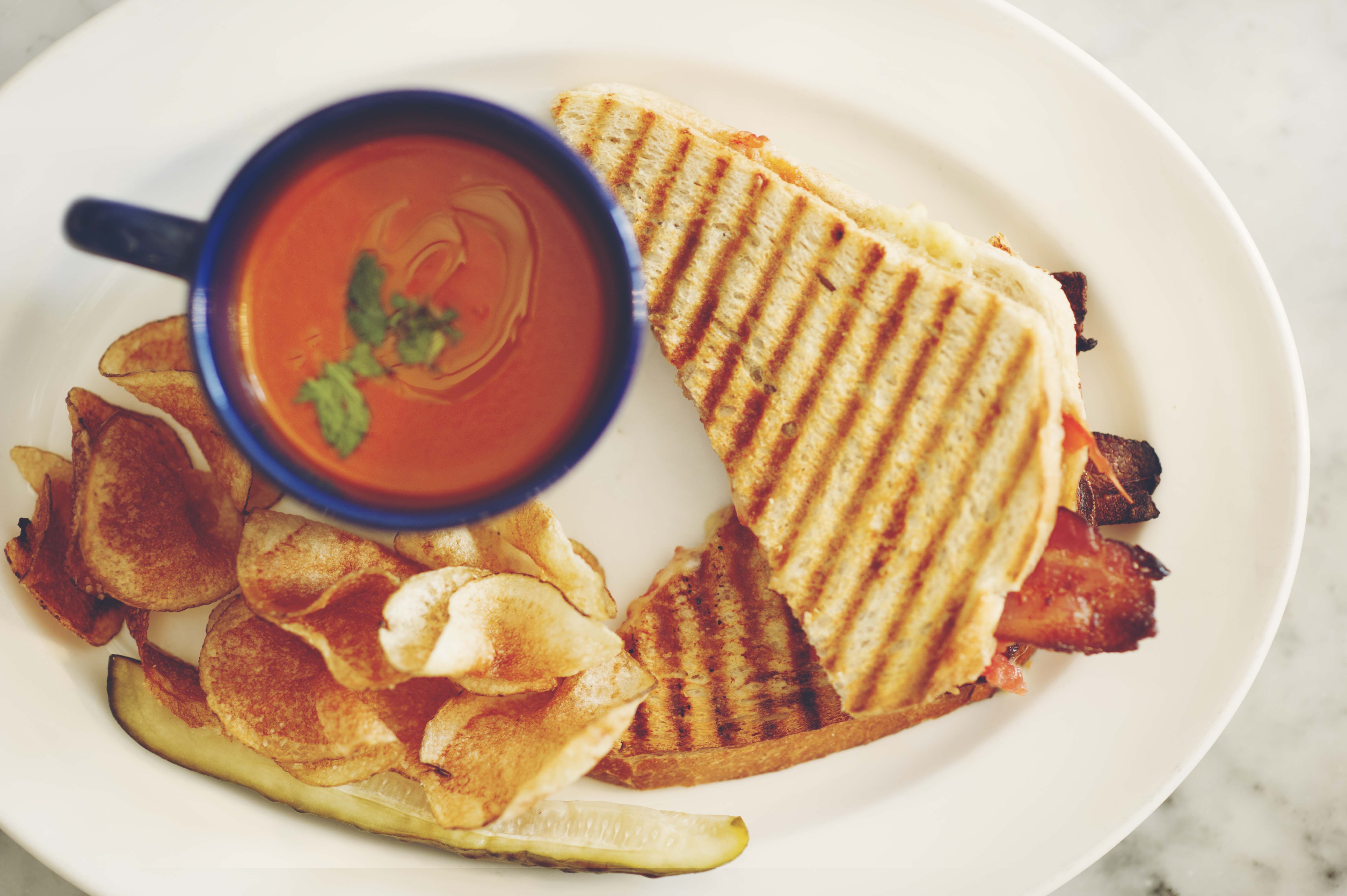 Grilled cheese and tomato soup. 