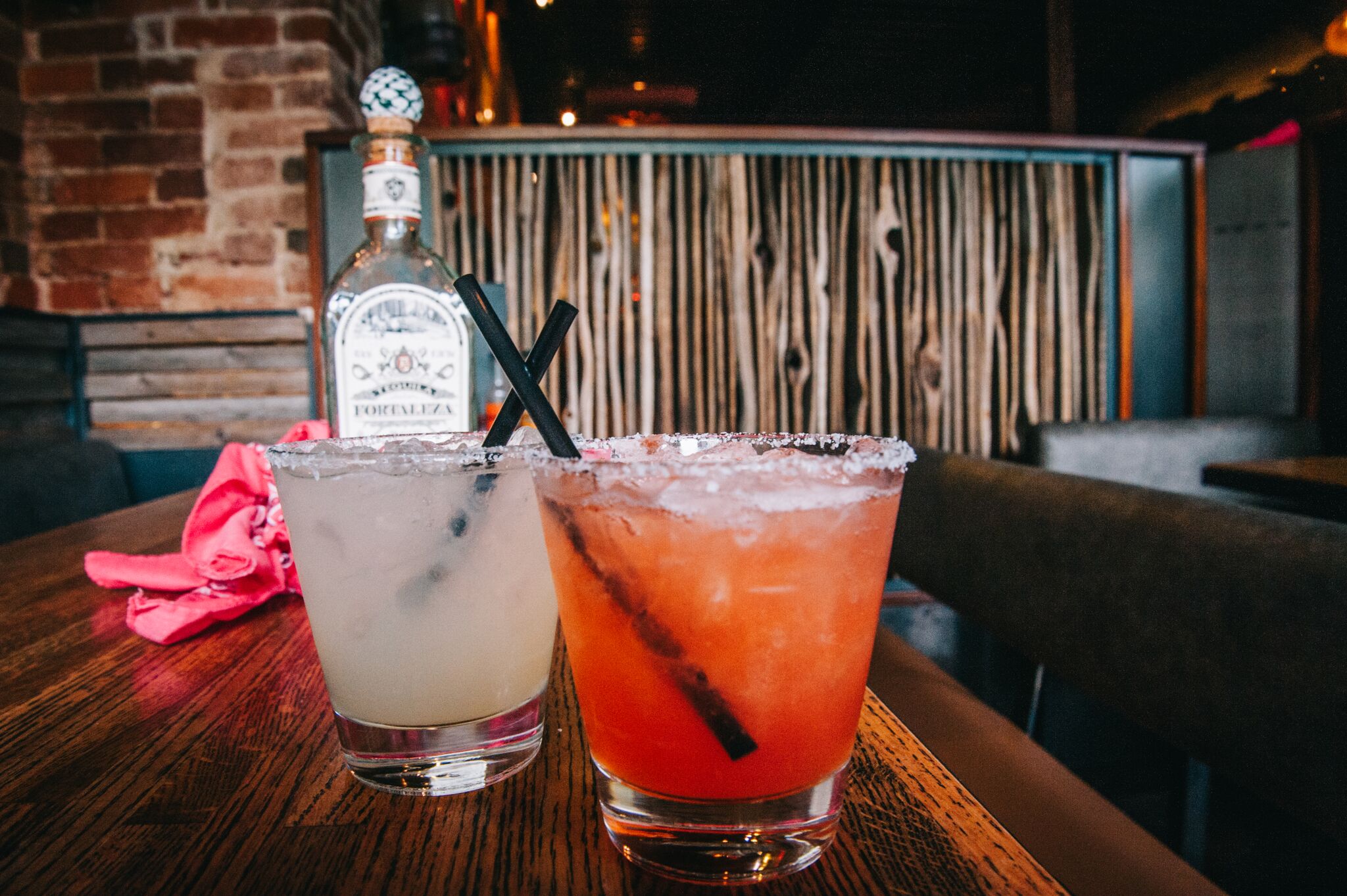 Histeria Margarita (left) and strawberry margarita (right) at El Camino Community Tavern. Photo by Lucy Beaugard. 
