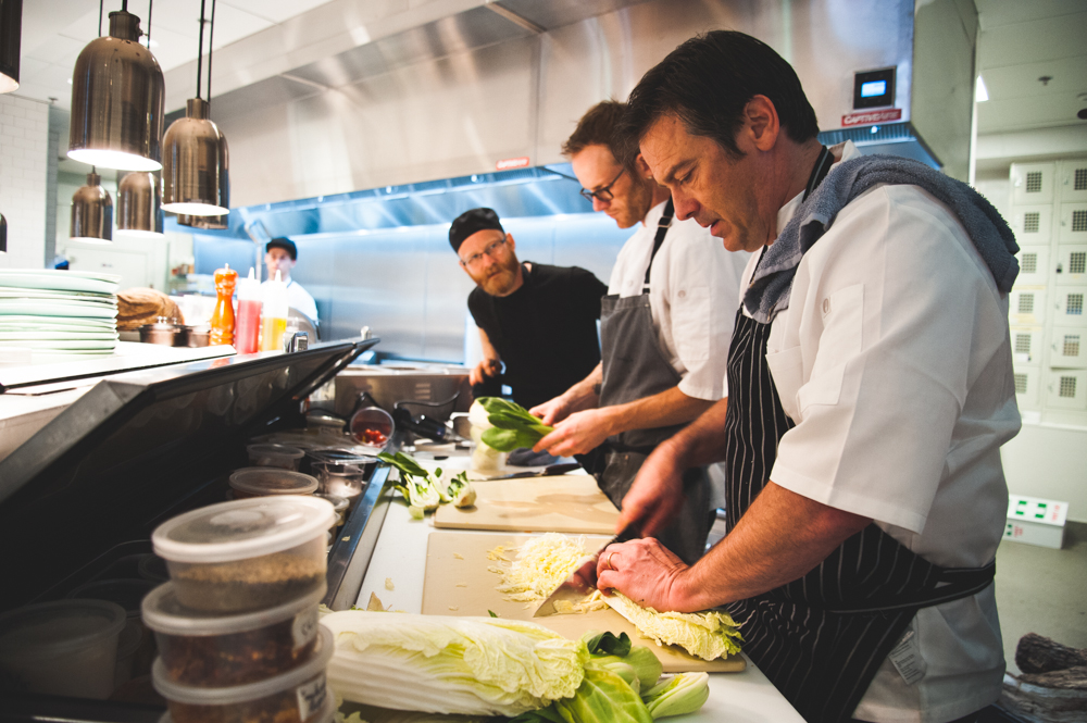 Executive chef John Broening and sous chef Bradley Yard work side-by-side.