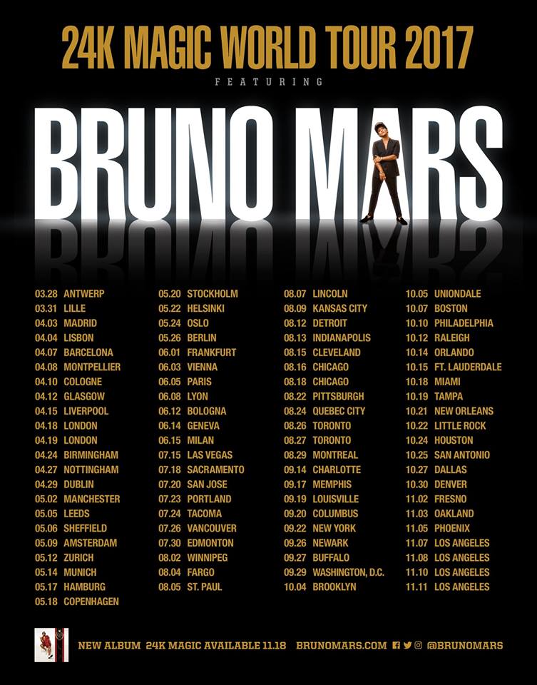 bruno mars tour list 2023