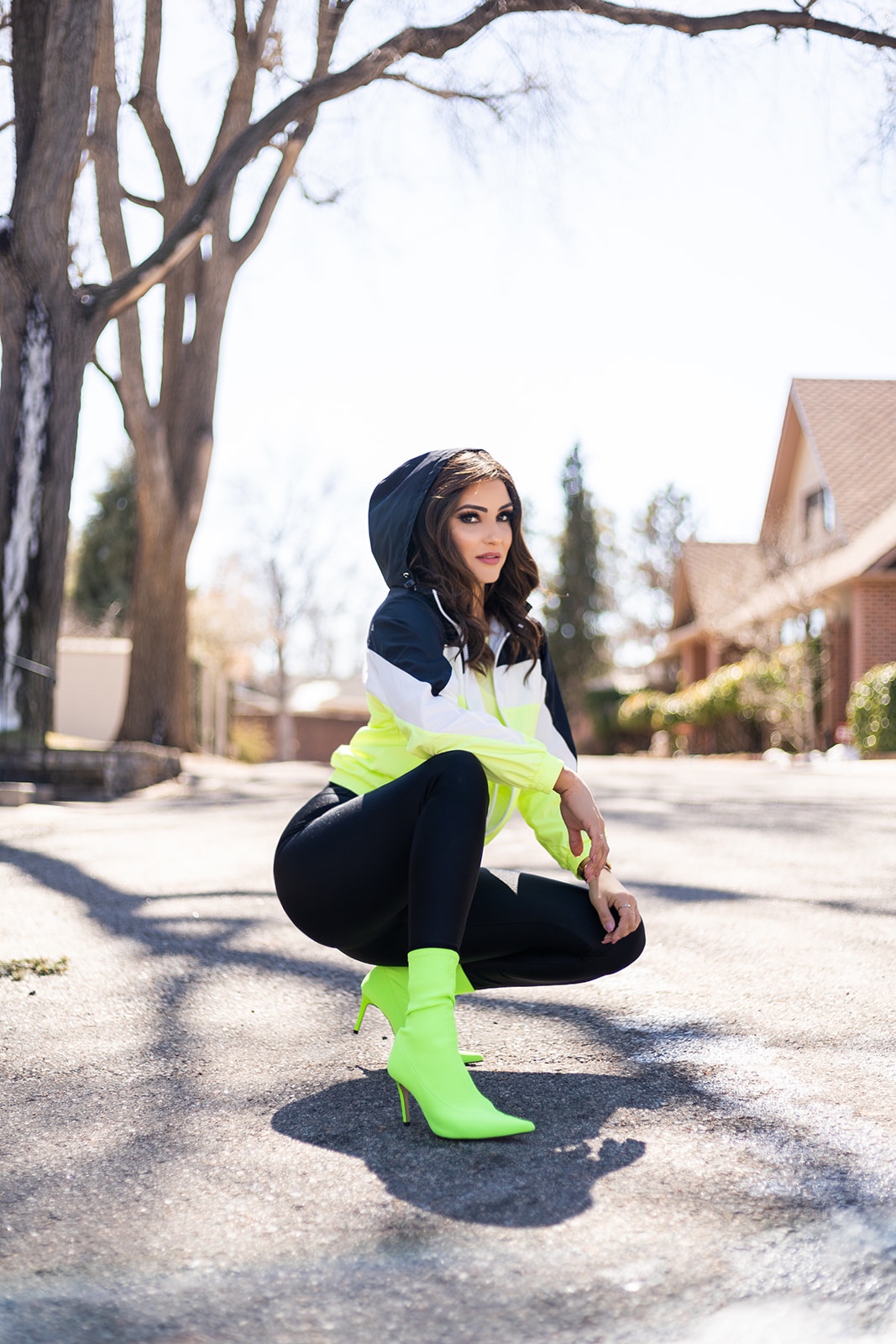 Olivia Merrill in green boots