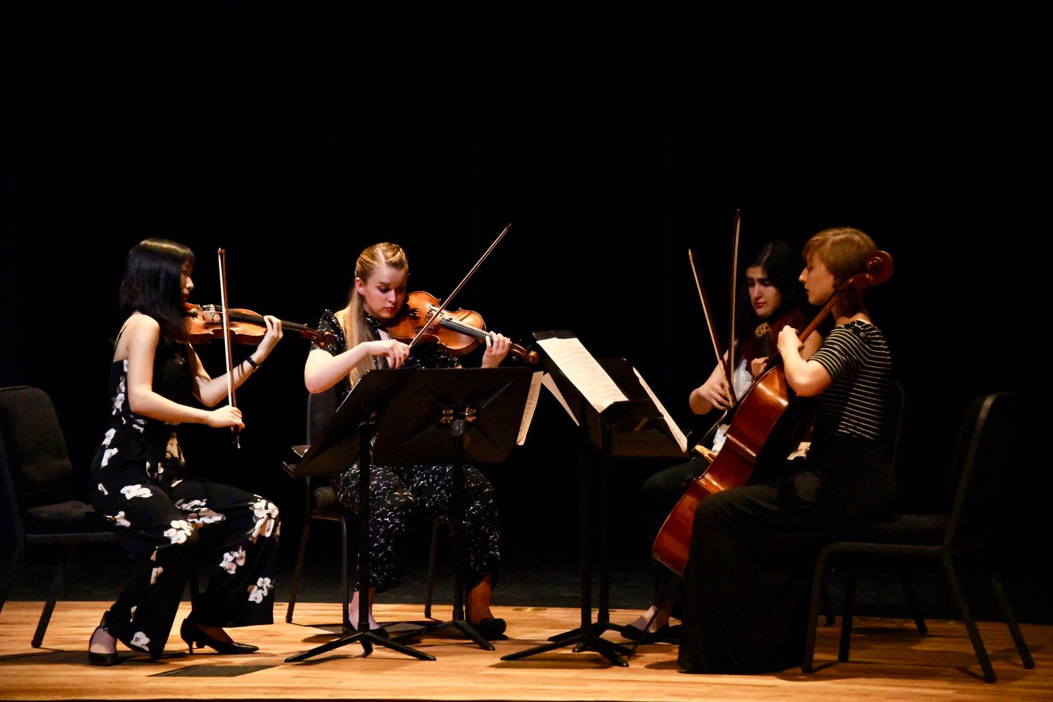 Music majors perform in a quartet at Lamont School of Music