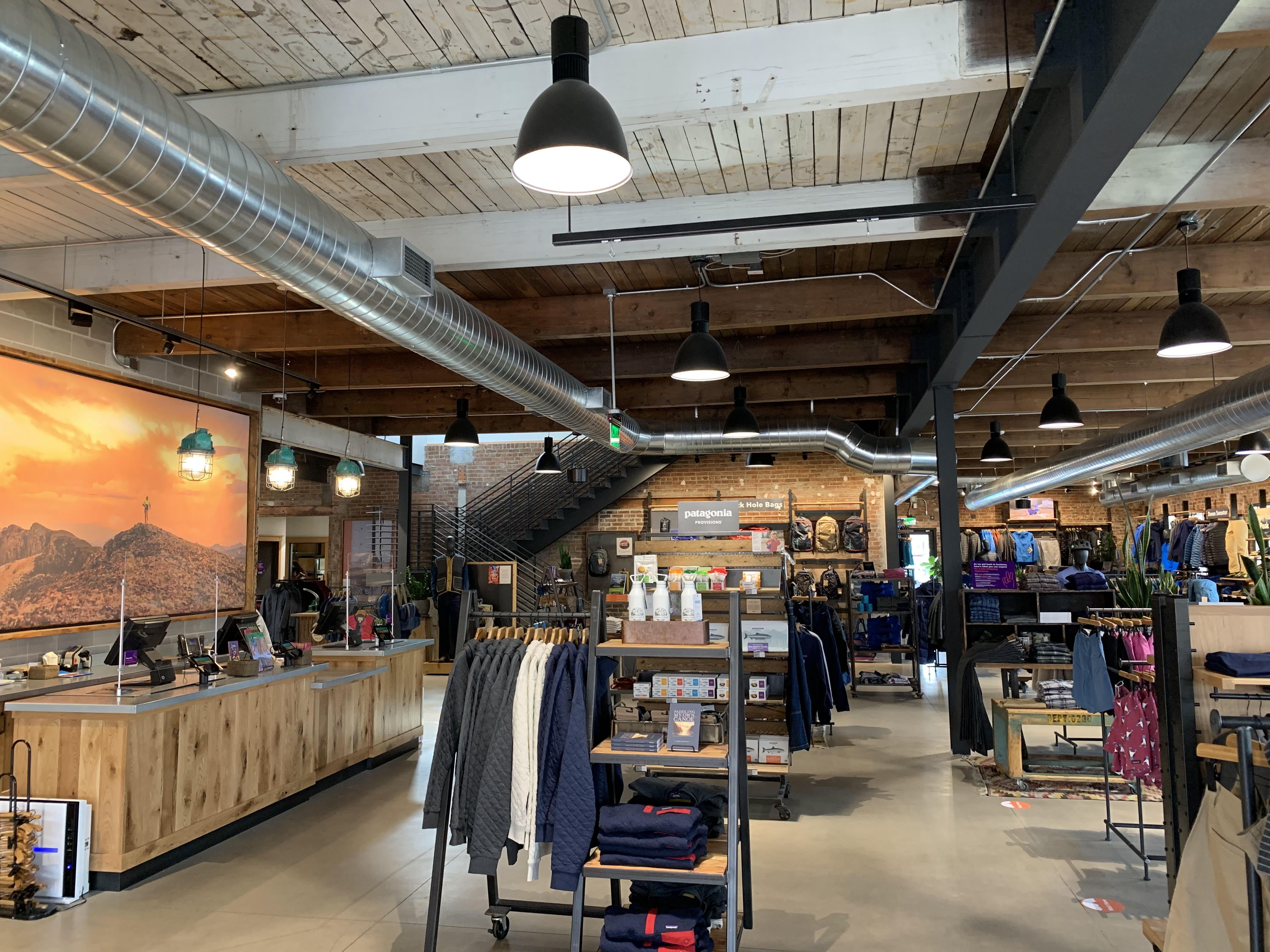 Photo of the interior of the Patagonia store in Denver.