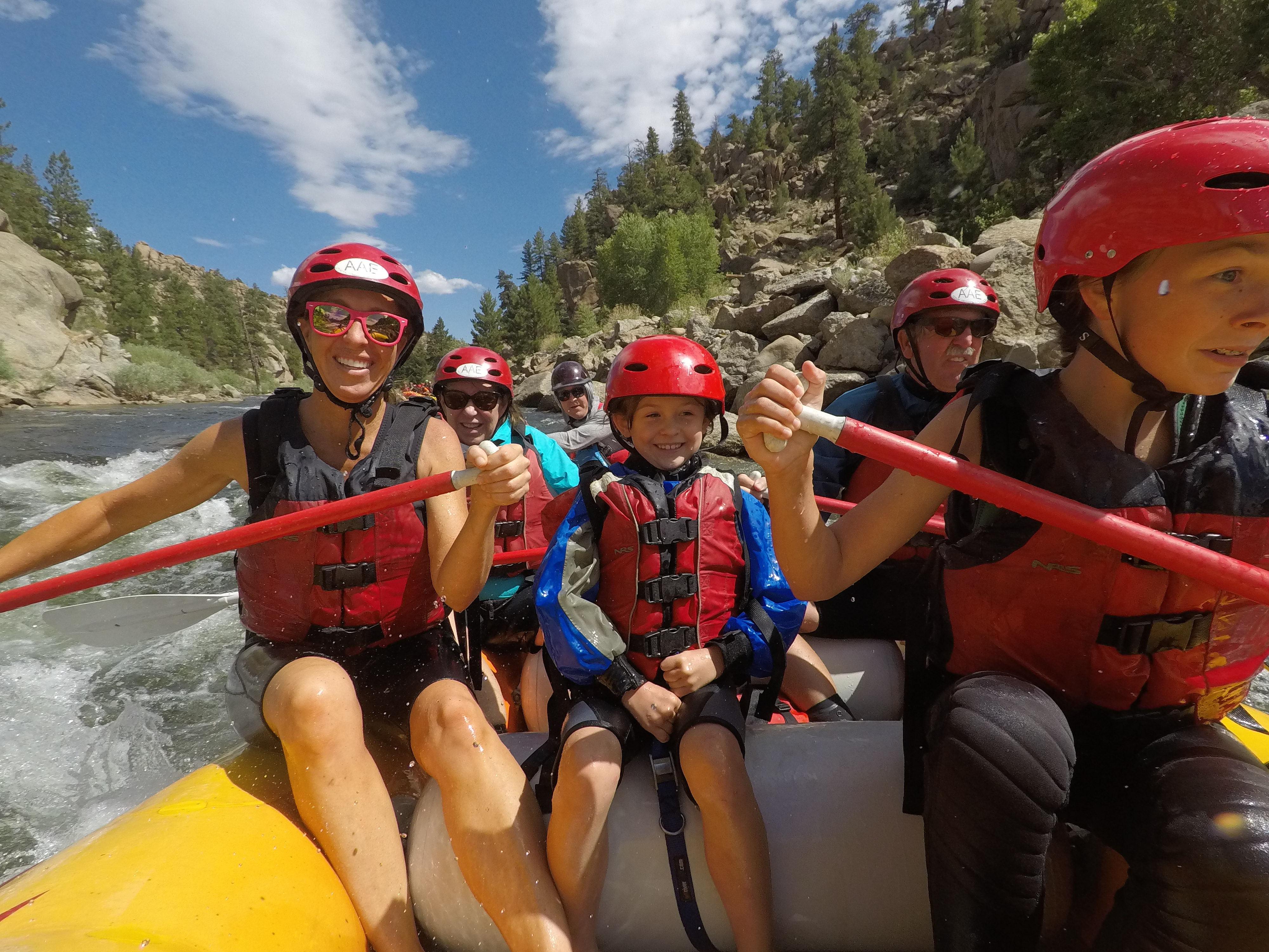 Rafters taking a family float trip down the Arkansas River