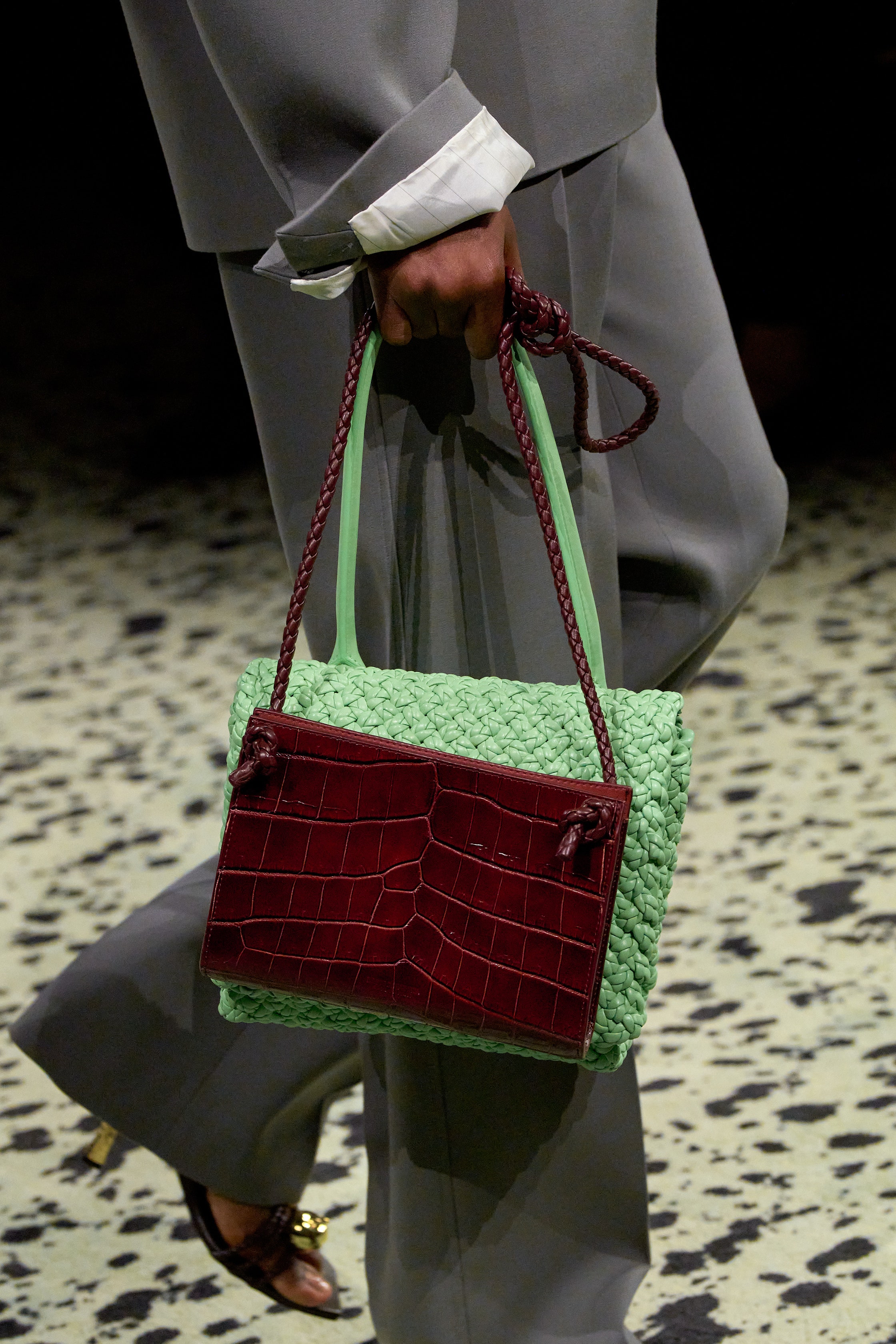 Broadway Faux Crocodile Women's Leather Bag - Brown (3 Piece Set