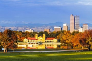 The Denver skyline in fall.