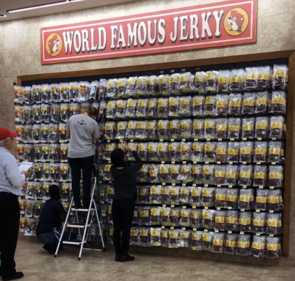 Wall of jerky at Buc-ee's