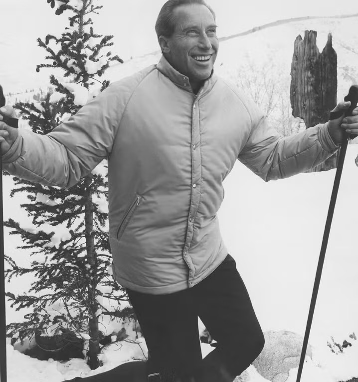 Klaus Obermeyer wearing the first down ski parka that he designed | Photo courtesy of Obermeyer